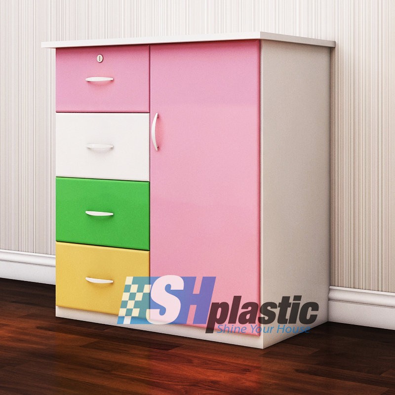 Tủ nhựa Trẻ Em Đài Loan 1 cánh 4 ngăn kéo : SHplastic TN14