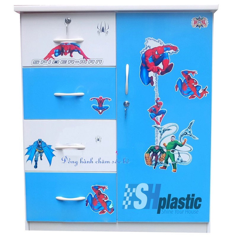 Mẫu tủ nhựa Trẻ Em 1 cánh 4 ngăn kéo / SHplastic TN14